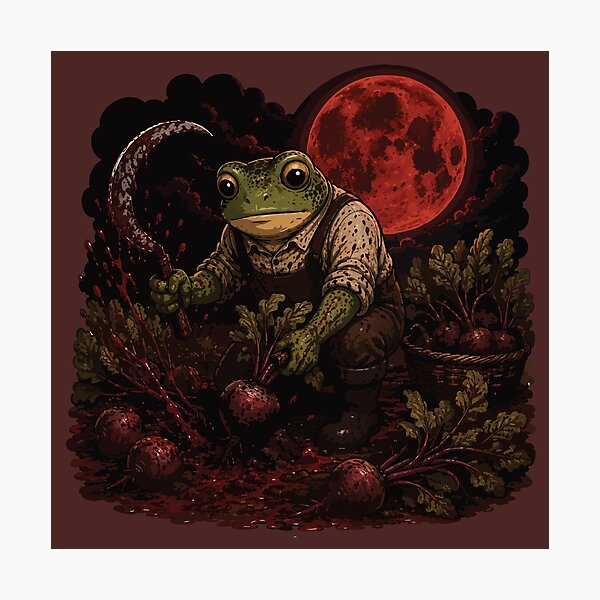 Item preview, Blood Moon Beet Harvest Frog Sticker – Gothic Garden Illustration designed and sold by SimplePoDesign.