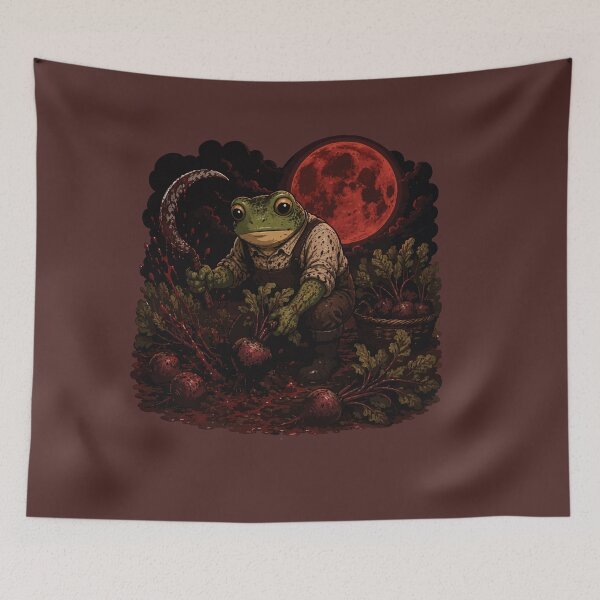 Item preview, Blood Moon Beet Harvest Frog Sticker – Gothic Garden Illustration designed and sold by SimplePoDesign.
