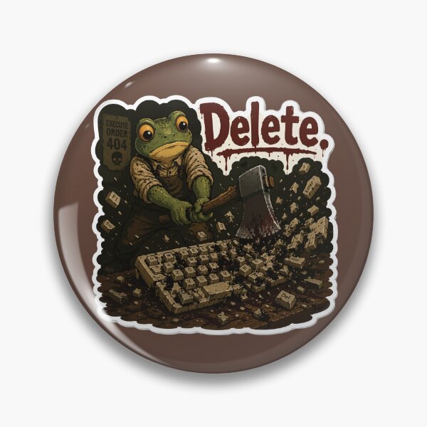 Item preview, Delete Key Frog Sticker – Rage-Smashing Keyboard Illustration designed and sold by SimplePoDesign.