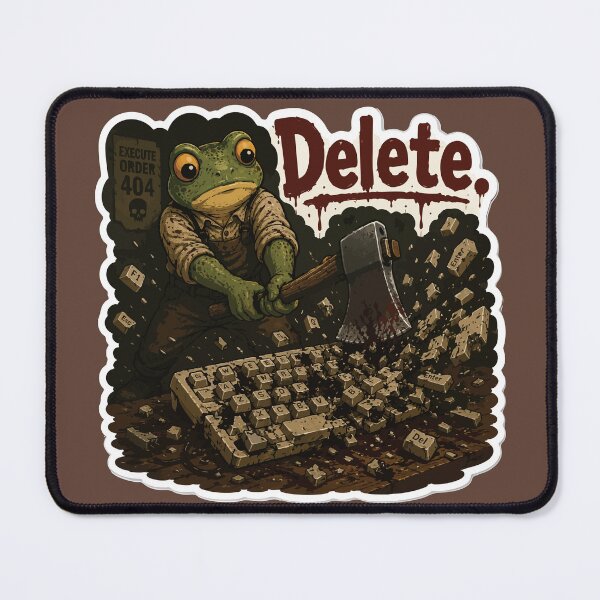 Item preview, Delete Key Frog Sticker – Rage-Smashing Keyboard Illustration designed and sold by SimplePoDesign.