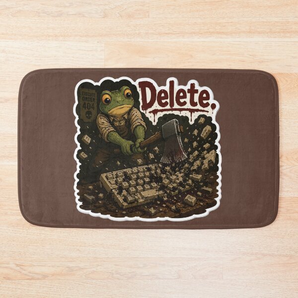 Item preview, Delete Key Frog Sticker – Rage-Smashing Keyboard Illustration designed and sold by SimplePoDesign.