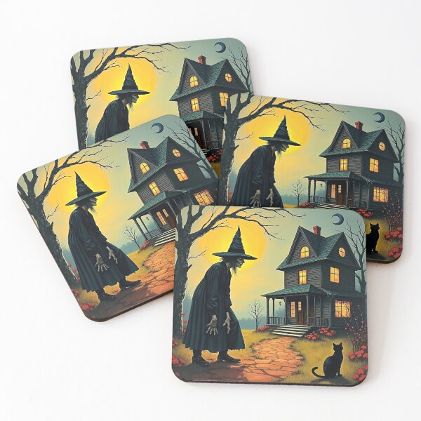 Item preview, Spooky Gothic Halloween Witch House With Black Cat designed and sold by GaffaDesigns.