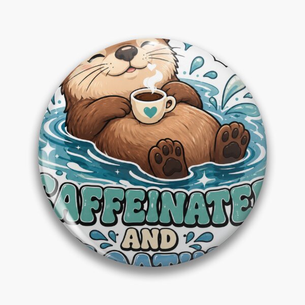 Item preview, Caffeinated and Floating Otter Sticker designed and sold by RedRubyBubble.