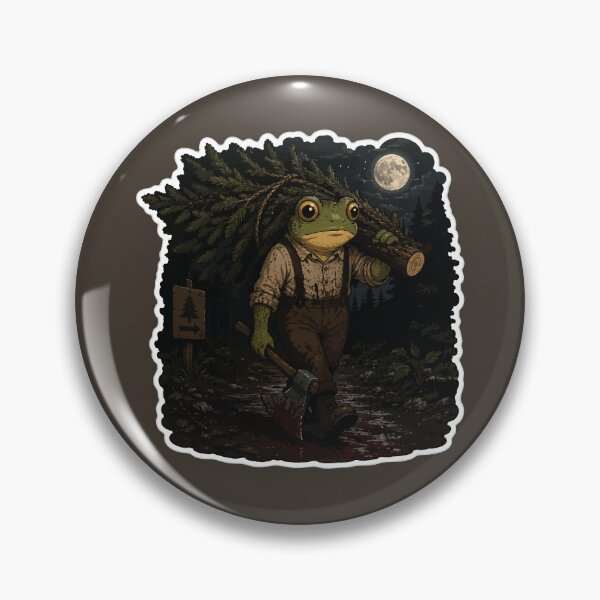 Item preview, Moonlit Christmas Tree Frog Sticker – Midnight Forest Lumberjack Illustration designed and sold by SimplePoDesign.