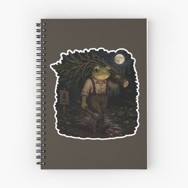 Item preview, Moonlit Christmas Tree Frog Sticker – Midnight Forest Lumberjack Illustration designed and sold by SimplePoDesign.