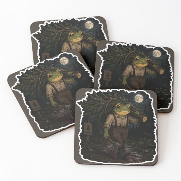 Item preview, Moonlit Christmas Tree Frog Sticker – Midnight Forest Lumberjack Illustration designed and sold by SimplePoDesign.
