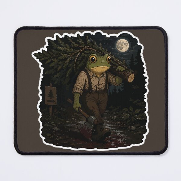 Item preview, Moonlit Christmas Tree Frog Sticker – Midnight Forest Lumberjack Illustration designed and sold by SimplePoDesign.