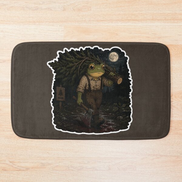 Item preview, Moonlit Christmas Tree Frog Sticker – Midnight Forest Lumberjack Illustration designed and sold by SimplePoDesign.