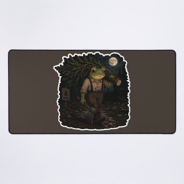 Item preview, Moonlit Christmas Tree Frog Sticker – Midnight Forest Lumberjack Illustration designed and sold by SimplePoDesign.