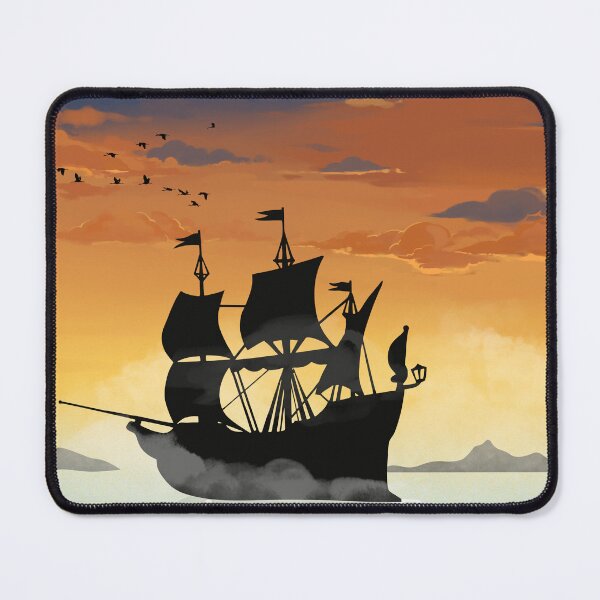 Item preview, Sailing Into Golden Horizons | Vintage Ocean Adventure Ship designed and sold by BlueTideGallery.
