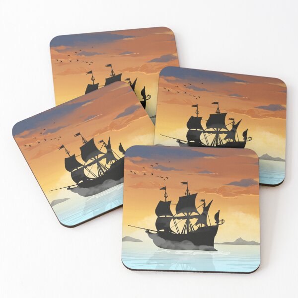 Item preview, Sailing Into Golden Horizons | Vintage Ocean Adventure Ship designed and sold by BlueTideGallery.