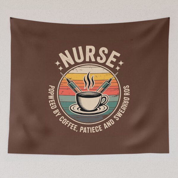 Item preview, Funny Nurse Powered By Coffee Patience Retro Vintage designed and sold by Outlet Raloel.