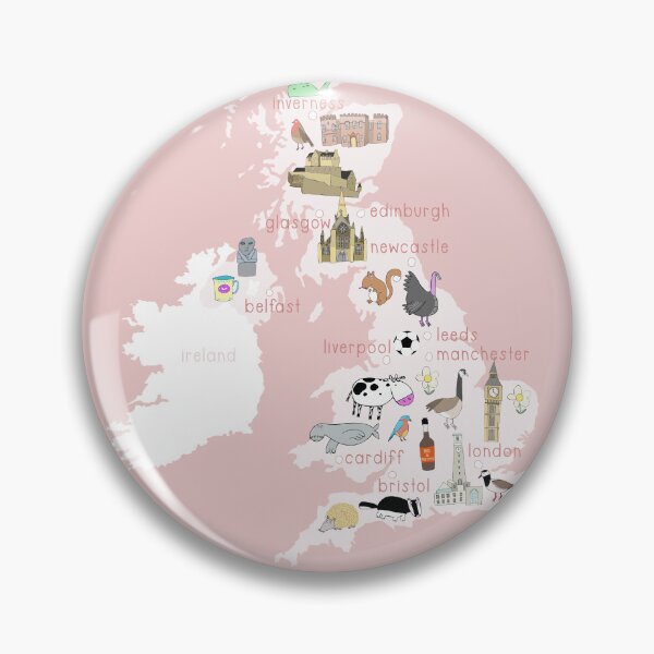 Item preview, Copy of United Kingdom Illustrated Map Pink with Country Icons designed and sold by Carla Daly.