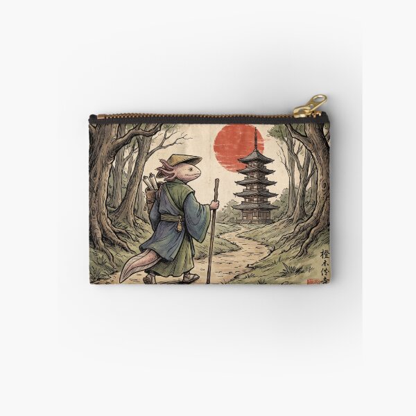 Item preview, Japanese Ukiyo-e Axolotl Monk Samurai Pagoda Vintage Art designed and sold by TeNovaStudio.