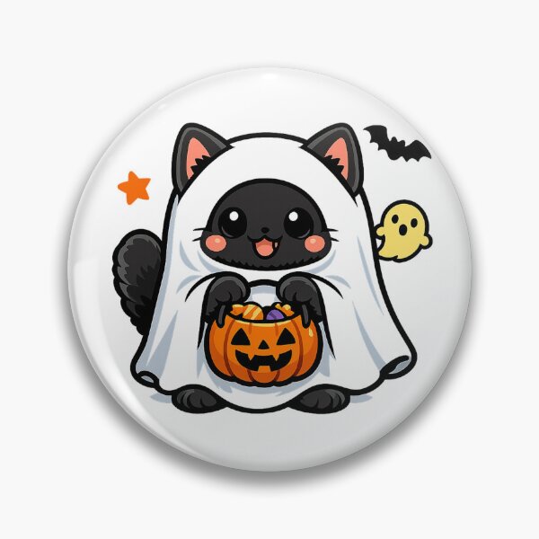 Item preview, Kawaii Cute Ghost Cat Halloween Pumpkin designed and sold by Ghostly Cats.