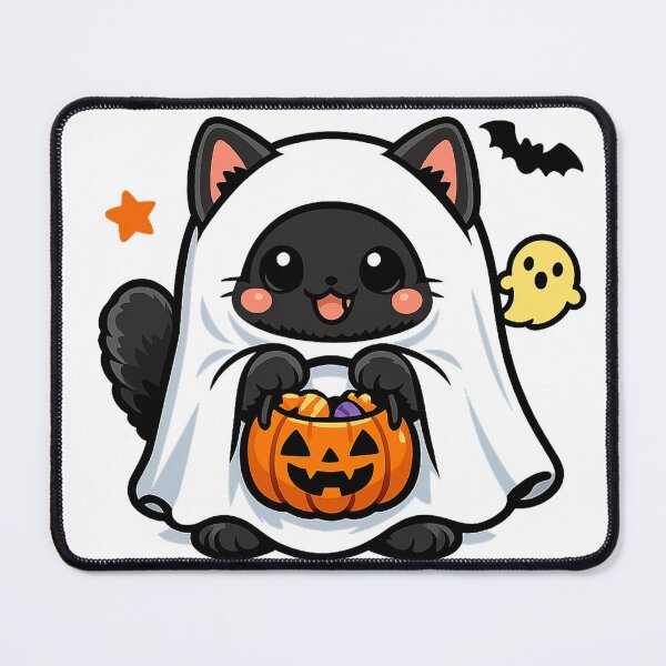 Item preview, Kawaii Cute Ghost Cat Halloween Pumpkin designed and sold by Ghostly Cats.