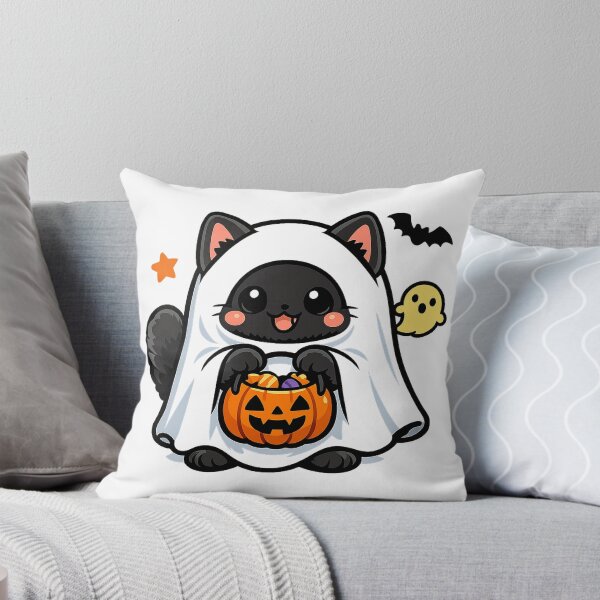Item preview, Kawaii Cute Ghost Cat Halloween Pumpkin designed and sold by Ghostly Cats.