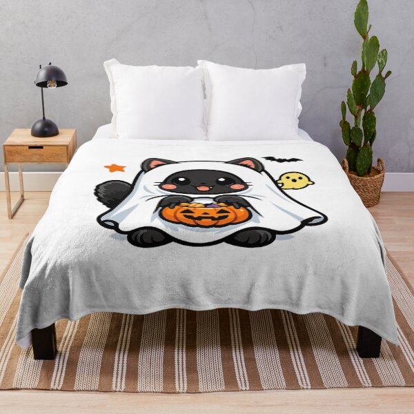 Item preview, Kawaii Cute Ghost Cat Halloween Pumpkin designed and sold by Ghostly Cats.