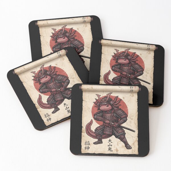 Item preview, Japanese Axolotl Samurai Warrior Scroll Vintage Ukiyo-e designed and sold by TeNovaStudio.