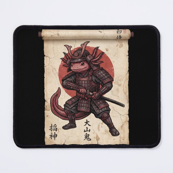 Item preview, Japanese Axolotl Samurai Warrior Scroll Vintage Ukiyo-e designed and sold by TeNovaStudio.