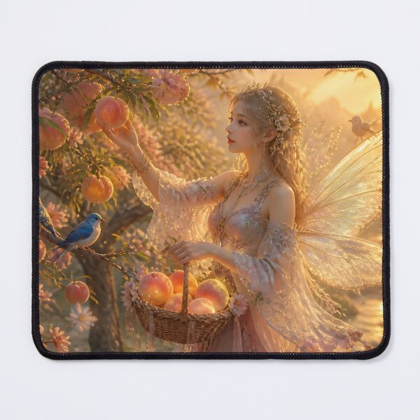 Item preview, Fairy Harvesting Glowing Peaches in Enchanted Orchard designed and sold by sigmaartstudio.