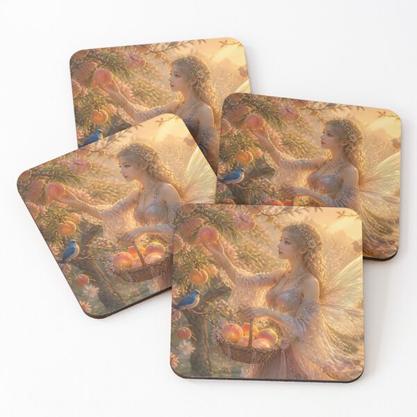 Item preview, Fairy Harvesting Glowing Peaches in Enchanted Orchard designed and sold by sigmaartstudio.