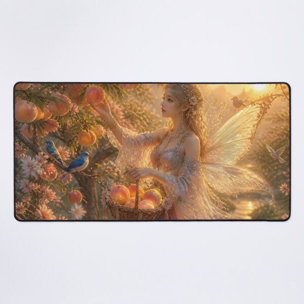 Item preview, Fairy Harvesting Glowing Peaches in Enchanted Orchard designed and sold by sigmaartstudio.