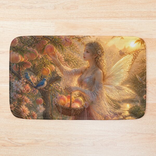 Item preview, Fairy Harvesting Glowing Peaches in Enchanted Orchard designed and sold by sigmaartstudio.
