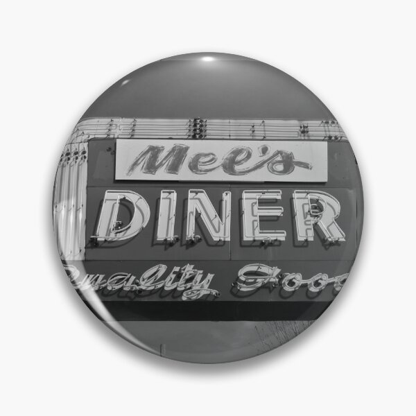 Item preview, Mel's American diner roadside black and white photograph for kitchen and dining room decor designed and sold by Astrid Arkhangelsky.