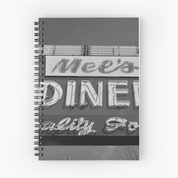 Item preview, Mel's American diner roadside black and white photograph for kitchen and dining room decor designed and sold by Astrid Arkhangelsky.