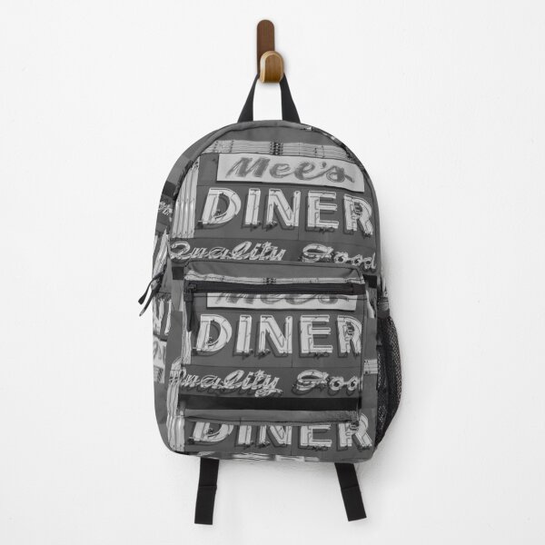 Item preview, Mel's American diner roadside black and white photograph for kitchen and dining room decor designed and sold by Astrid Arkhangelsky.