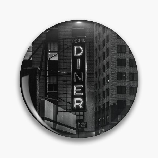 Item preview, Nighthawks neon sign diner black and white photograph for kitchen and dining room decor designed and sold by Astrid Arkhangelsky.