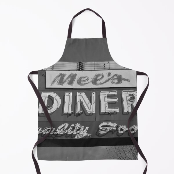 Item preview, Mel's American diner roadside black and white photograph for kitchen and dining room decor designed and sold by Astrid Arkhangelsky.
