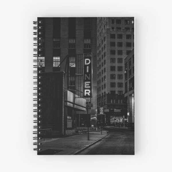 Item preview, Nighthawks neon sign diner black and white photograph for kitchen and dining room decor designed and sold by Astrid Arkhangelsky.