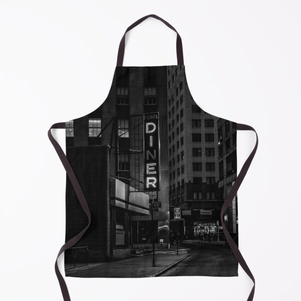 Item preview, Nighthawks neon sign diner black and white photograph for kitchen and dining room decor designed and sold by Astrid Arkhangelsky.