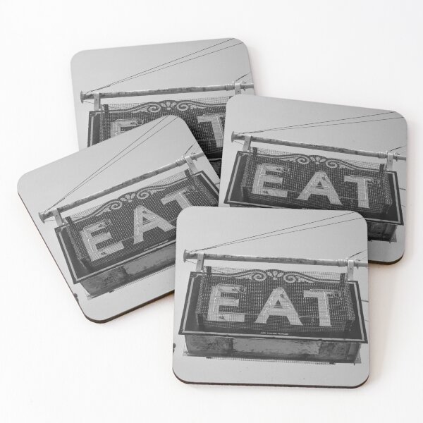 Item preview, Eat roadside cafe diner black and white vintage photograph for kitchen and dining room decor designed and sold by Astrid Arkhangelsky.