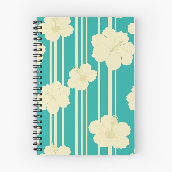 Item preview, Retro Teal Hibiscus and Stripes Seamless Tropical Pattern designed and sold by StoriesInGrain.