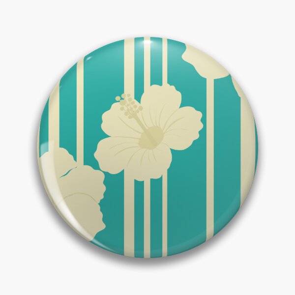 Item preview, Retro Teal Hibiscus and Stripes Seamless Tropical Pattern designed and sold by StoriesInGrain.
