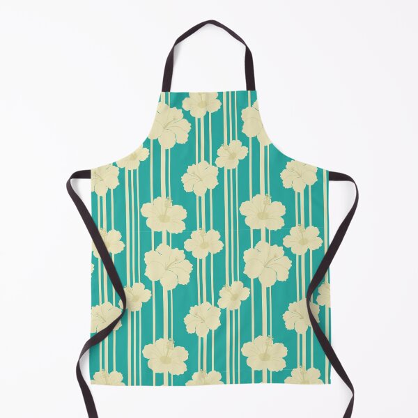 Item preview, Retro Teal Hibiscus and Stripes Seamless Tropical Pattern designed and sold by StoriesInGrain.