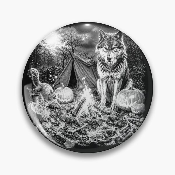 Item preview, Haunted Wolf Halloween Campfire Scene designed and sold by Inkversed.
