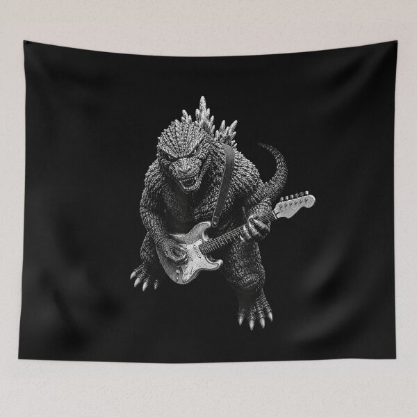 Item preview, Kaiju Monster Playing Electric Guitar Rock Heavy Metal Concert Graphic Tee designed and sold by VedaSeraphina.