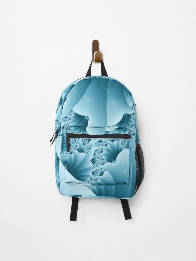 Thumbnail 1 of 3, Backpack, Ocean Blue Ice Crystal Fractal Abstract Pattern designed and sold by pinkal.