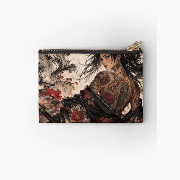 Item preview, Mexican Tattoo Samurai Woman in Black and Red designed and sold by Japan-kanji-ya.