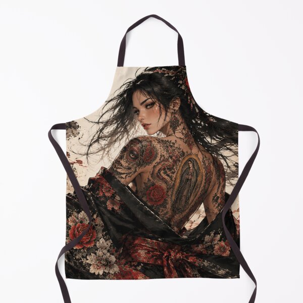Item preview, Mexican Tattoo Samurai Woman in Black and Red designed and sold by Japan-kanji-ya.