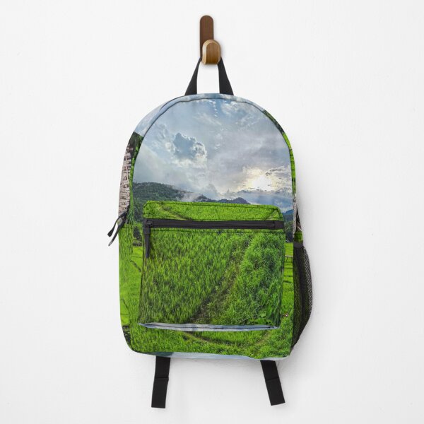 Item preview, Bamboo Bridge Over Green Rice Fields Pai Thailand designed and sold by Jomsunshine.