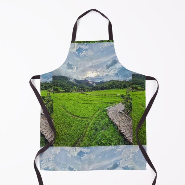 Item preview, Bamboo Bridge Over Green Rice Fields Pai Thailand designed and sold by Jomsunshine.