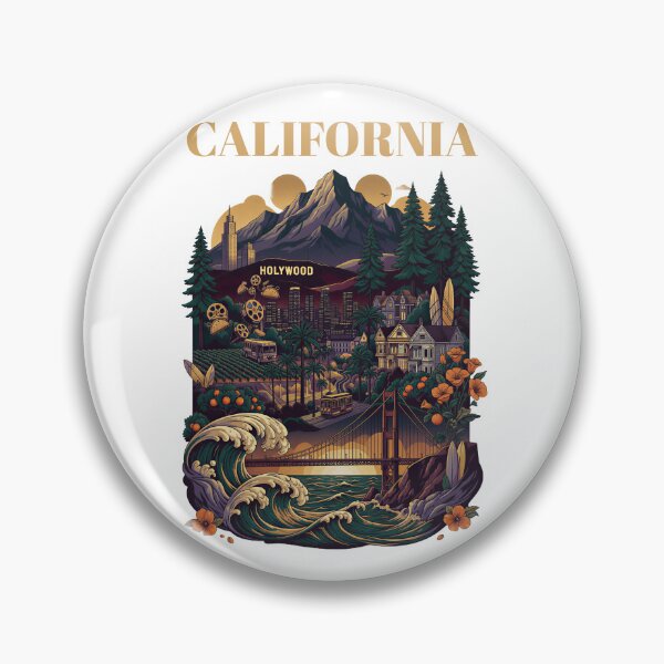 Item preview, California Landmarks Vintage Illustration designed and sold by Aminlazir.