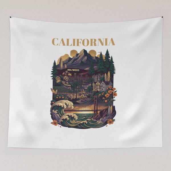 Item preview, California Landmarks Vintage Illustration designed and sold by Aminlazir.