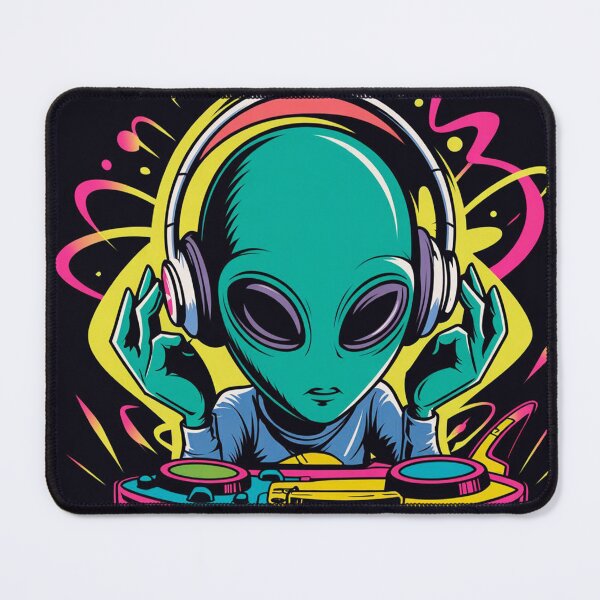 Item preview, Neon Alien DJ Rave Party Pop Art designed and sold by Outlet Raloel.