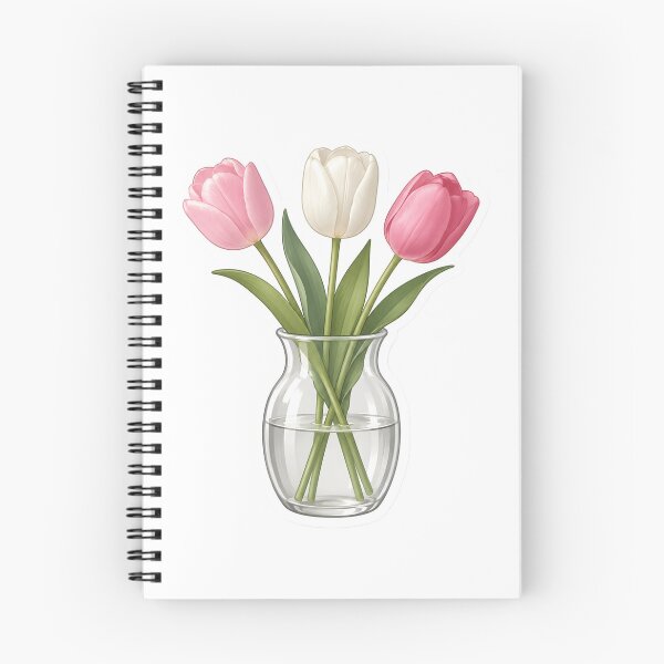 Item preview, Pink & White Tulips in Glass Vase Sticker | Minimal Floral Aesthetic Botanical Art designed and sold by BLOOMVELLE.